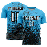 Custom Soccer Jersey - Sky Blue Black-White Abstract Fragment Art Sublimation Uniform