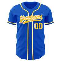 Custom Baseball Jersey - Thunder Blue Gold-White Authentic
