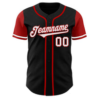 Custom Baseball Jersey - Black White-Red Authentic Two Tone