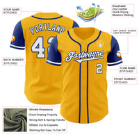Custom Baseball Jersey - Gold White-Royal Authentic Two Tone