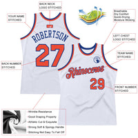 Custom Basketball Jersey - White Orange-Royal Authentic Throwback