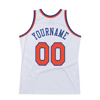 Custom Basketball Jersey - White Orange-Royal Authentic Throwback