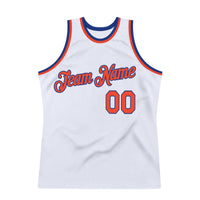 Custom Basketball Jersey - White Orange-Royal Authentic Throwback