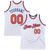 Custom Basketball Jersey - White Orange-Royal Authentic Throwback
