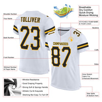 Custom Football Jersey - White Black-Gold Mesh Authentic