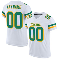 Custom Football Jersey - White Kelly Green-Gold Mesh Authentic