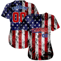 Custom Baseball Jersey - White Red-Royal 3D American Flag Fashion Authentic