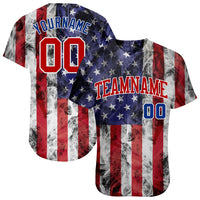 Custom Baseball Jersey - White Red-Royal 3D American Flag Fashion Authentic