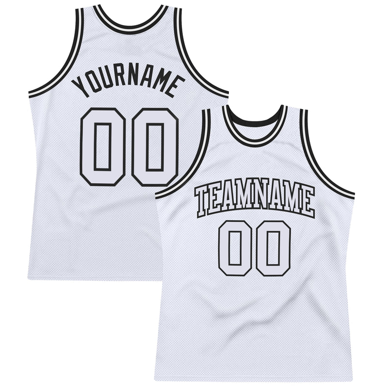 Custom Basketball Jersey - White White-Black Authentic Throwback