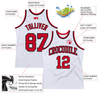 Custom Basketball Jersey - White Red-Black Authentic Throwback