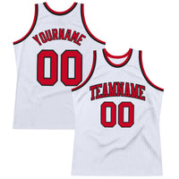 Custom Basketball Jersey - White Red-Black Authentic Throwback