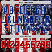 Custom Baseball Jersey - White Red-Royal 3D American Flag Authentic