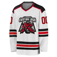 Custom Hockey Jersey - White Red-Black