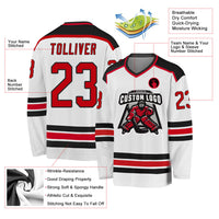 Custom Hockey Jersey - White Red-Black