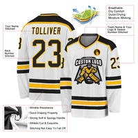 Custom Hockey Jersey - White Black-Gold