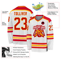 Custom Hockey Jersey - White Red-Gold