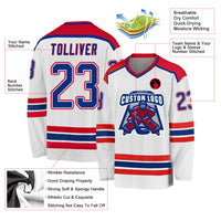 Custom Hockey Jersey - White Royal-Red