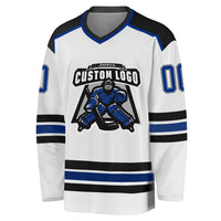 Custom Hockey Jersey - White Royal-Black