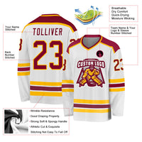 Custom Hockey Jersey - White Maroon-Gold