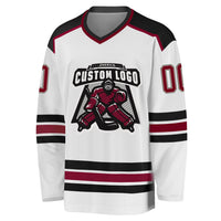 Custom Hockey Jersey - White Maroon Cream-Black