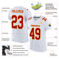Custom Football Jersey - White Red-Gold Mesh Authentic