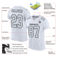 Custom Football Jersey - White Silver-Black Mesh Authentic