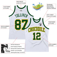 Custom Basketball Jersey - White Green-Gold Authentic Throwback