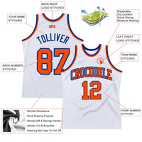 Custom Basketball Jersey - White Orange-Royal Authentic Throwback
