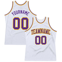 Custom Basketball Jersey - White Purple-Gold Authentic Throwback