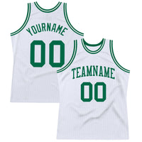 Custom Basketball Jersey - White Kelly Green Authentic Throwback
