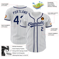 Custom Baseball Jersey - White Navy Pinstripe Navy Authentic