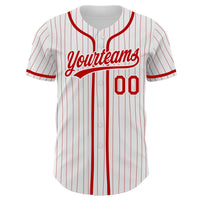 Custom Baseball Jersey - White Red Pinstripe Red Authentic