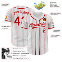 Custom Baseball Jersey - White Red Pinstripe Red Authentic