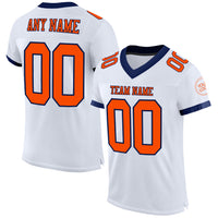 Custom Football Jersey - White Orange-Navy Mesh Authentic