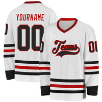 Custom Hockey Jersey - White Black-Red