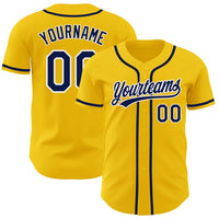 Custom Baseball Jersey - Yellow Navy-White Authentic