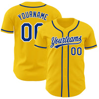 Custom Baseball Jersey - Yellow Royal-White Authentic