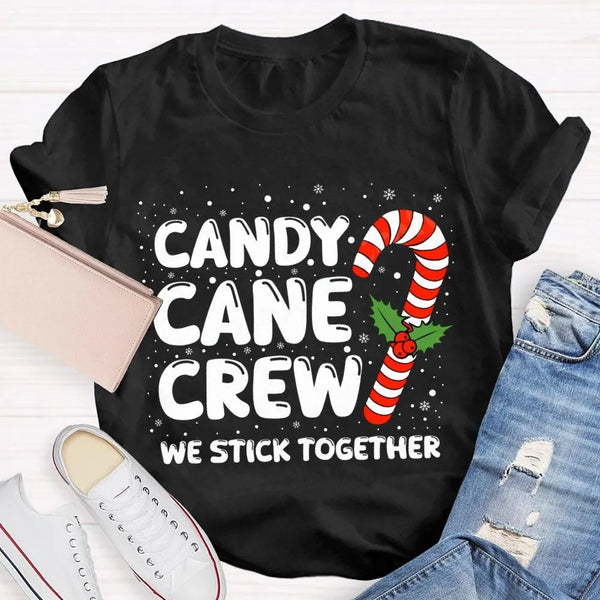 Matching Holiday Crew Shirt, We Stick Together Christmas Candy Cane T-Shirt, Adorable Candy Cane Graphic Tee, Winter Christma