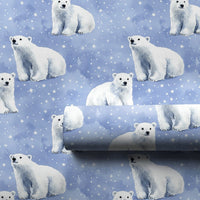Snowy Night Polar Bear Gift Wrap, Polar Bear Christmas Wrapping Paper, Winter Wildlife Wrapping Paper, Holiday Present Wrapping Paper Roll
