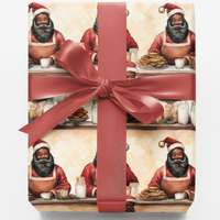 Cookies and Milk Gift Wrap, Black Santa Wrapping Paper, African American Santa Wrapping Paper, Christmas Gift Wrap, Festive Holiday Paper