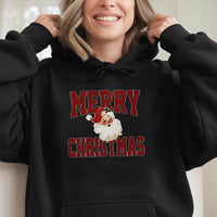 Retro Santa Claus Sweatshirt, Merry Christmas Santa Hoodie, Vintage Holiday Graphic Hoodie, Comfy Xmas Winter Pullover Hoodie, Christmas Present
