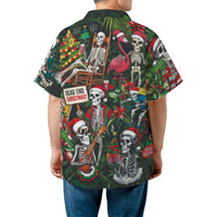 Skeleton Flamingo Holiday Shirt, Dead End Christmas Hawaiian Shirt, Tropical Xmas Graphic Shirt, Beach Party Button Up, Festive Present for Men