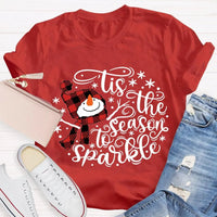 Adorable Winter Holiday Graphic Tee, Christmas Santa Hat Snowman T-Shirt, Festive Merry Christmas Shirt, Xmas Present for Women and Men