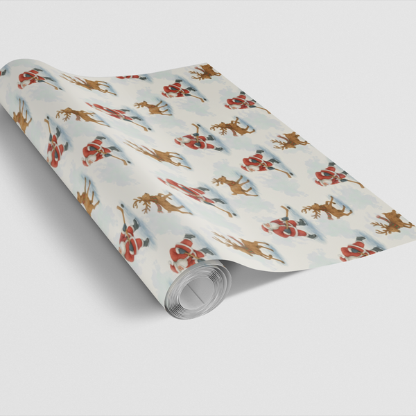 Santa Playing Hockey Gift Wrap, Hockey Santa Christmas Wrapping Paper, Winter Sports Holiday Present Paper, Hockey Fan Gift W