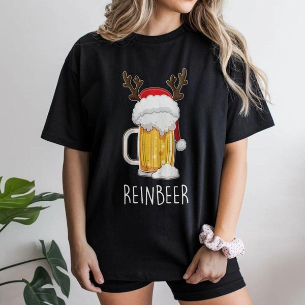 Humorous Reindeer Beer Pun Shirt, Reinbeer Christmas T-Shirt, Holiday Drinking Beer Tee, Xmas Graphic Tee, Christmas Present 