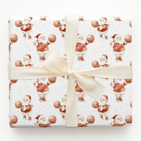 Dribbling Santa Claus Gift Wrap, Basketball Santa Wrapping Paper, Sports Christmas Present Paper, Holiday Basketball Fan Gift Wrapping Paper