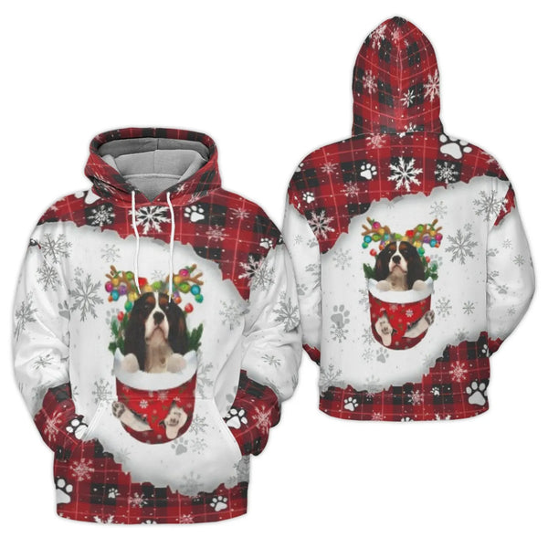 Christmas Dog Reindeer Hoodie, Cavalier King Charles Spaniel Hoodie, Festive Puppy Graphic Hoodie, Holiday Winter Sweatshirt,