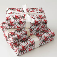 Coastal Ocean Holiday Gift Wrap, Christmas Octopus Wrapping Paper, 90 GSM Fine Art Paper, Whimsical Nautical Present Wrapping Roll