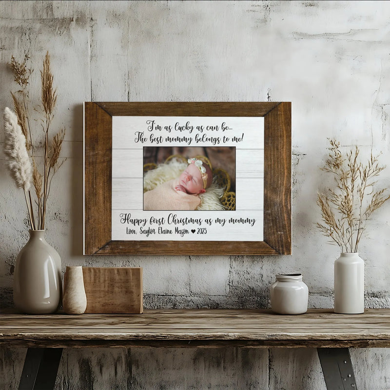 Custom Baby Photo Canvas, Baby First Christmas Canvas, Personalized Holiday Canvas Wall Art, First Christmas Canvas Print, New Mom Present