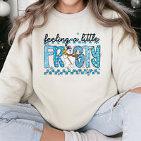 Adorable Snowman Graphic Crewneck, Feeling A Little Frosty Sweatshirt, Humorous Winter Holiday Sweater, Comfy Christmas Pullover for Women Men